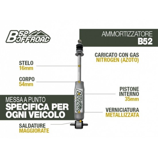 alt text - Amortisseur B52 OFFROAD pour Mitsubishi Pajero L040  Ressorts hélicoïdaux avant