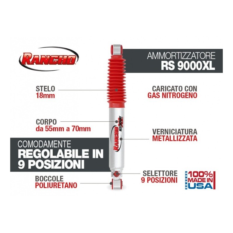 alt text - Amortisseur RANCHO 9000 XL pour Jeep Cherokee XJ Arrière